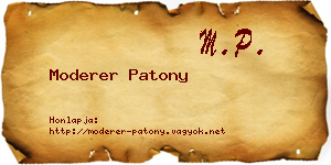 Moderer Patony névjegykártya